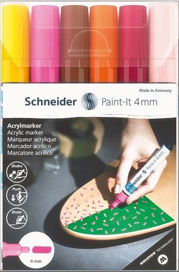 Levně Schneider Akrylový popisovač Paint-It 320, 4mm, souprava, 6 barev-V3
