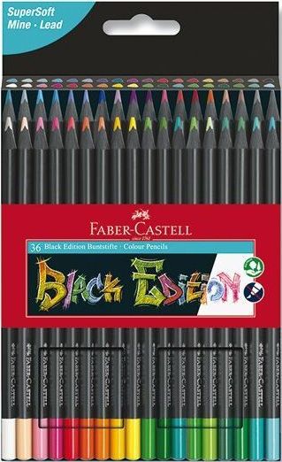 Levně Faber-Castell Pastelky trojhranné - black edition,36 ks