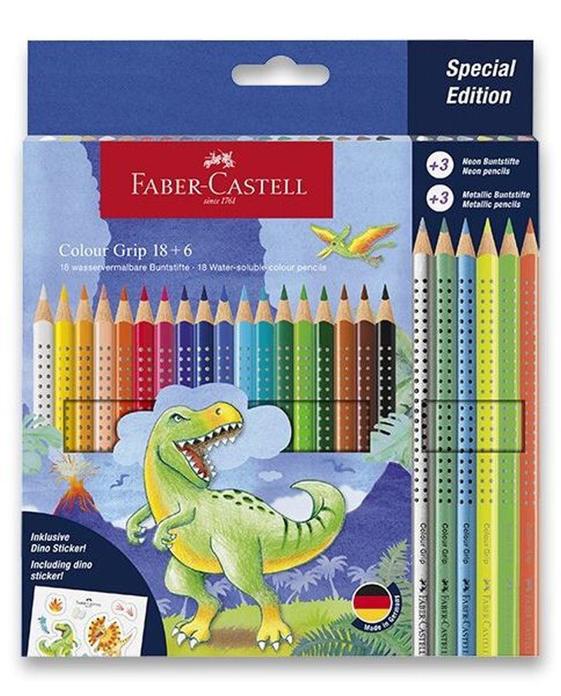 Levně Faber-Castell Pastelky Colour Grip Dinosaurus - souprava, 24 ks