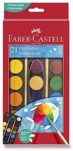Levně Faber-Castell Vodové barvy -21 barev, průměr 30 mm