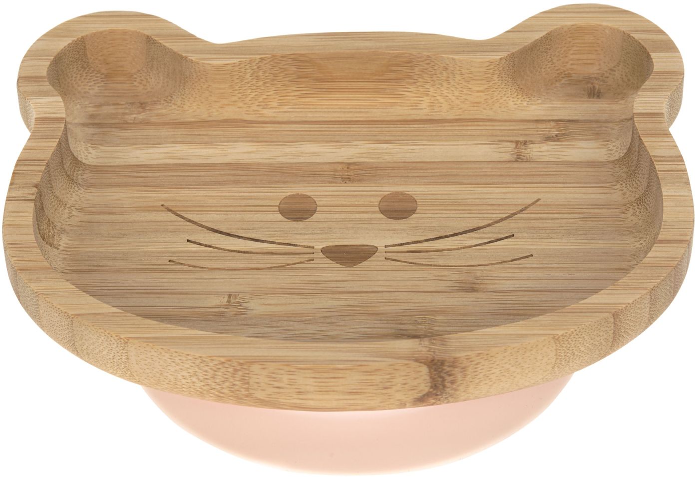 Levně Lassig Platter Bamboo/Wood Little Chums Mouse with suction pad/silicone