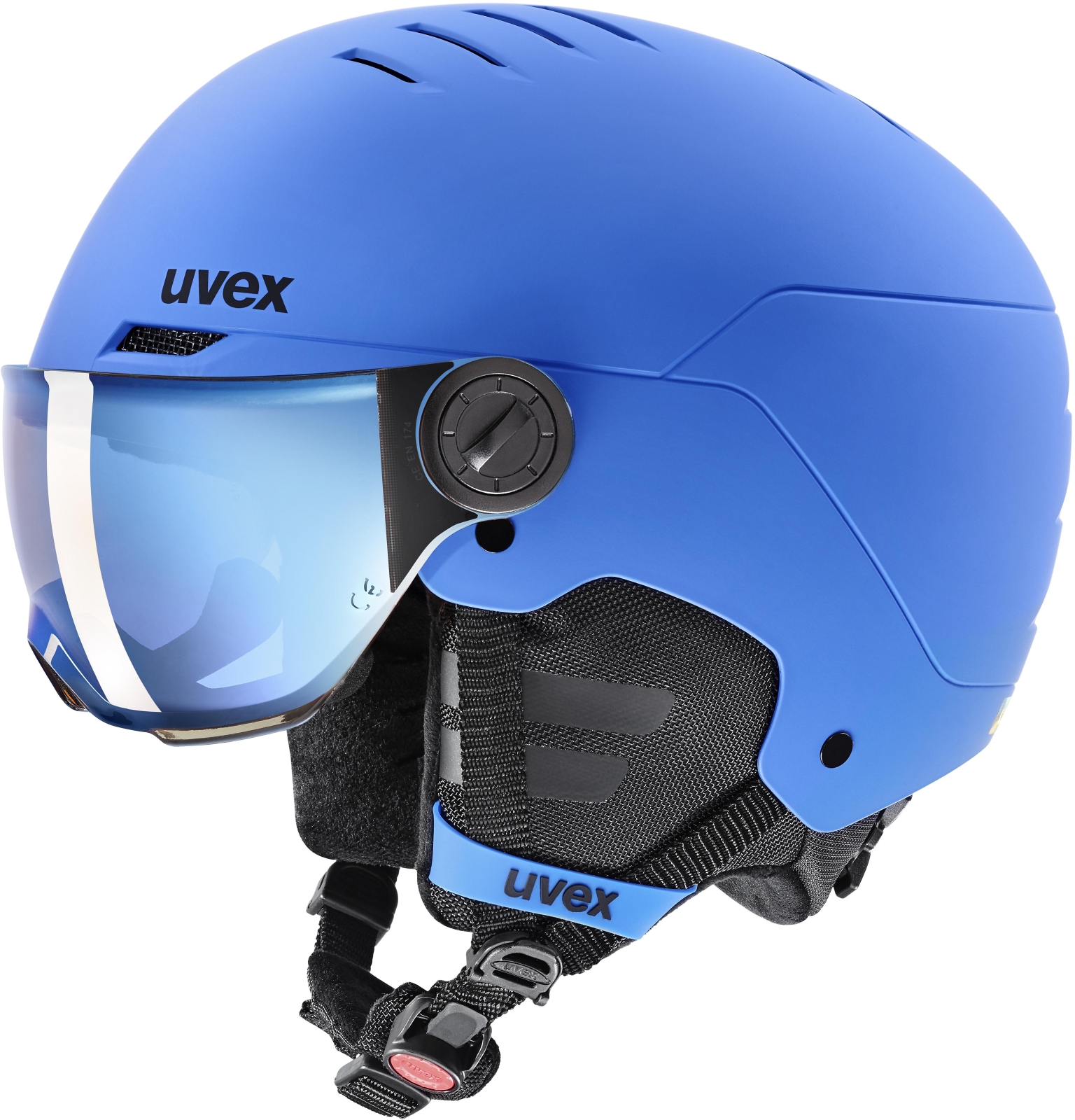 Levně Uvex Rocket jr. Visor - blue matt/mirror blue smoke (S2) 51-55