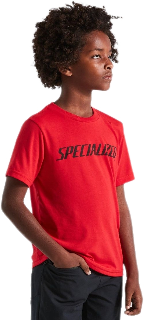 Levně Specialized Youth Wordmark Tee SS - flo red 132-147