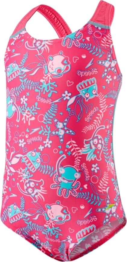 Levně Speedo Seasquad Allover Swimsuit - pink/pink splash/bali blue 74-80