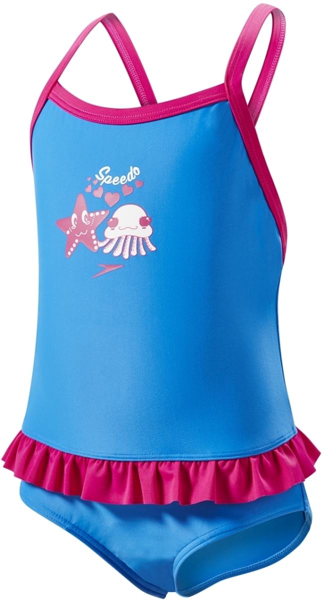 Speedo Fantasy Flower Frill Suit - neon blue/electric pink/white 74-80