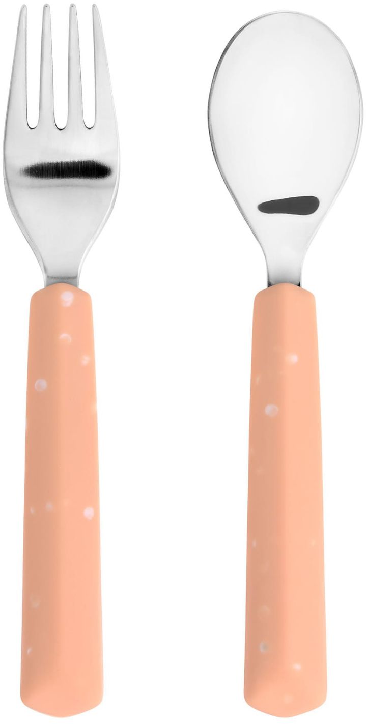Levně Lassig Cutlery with Silicone Handle 2pcs apricot