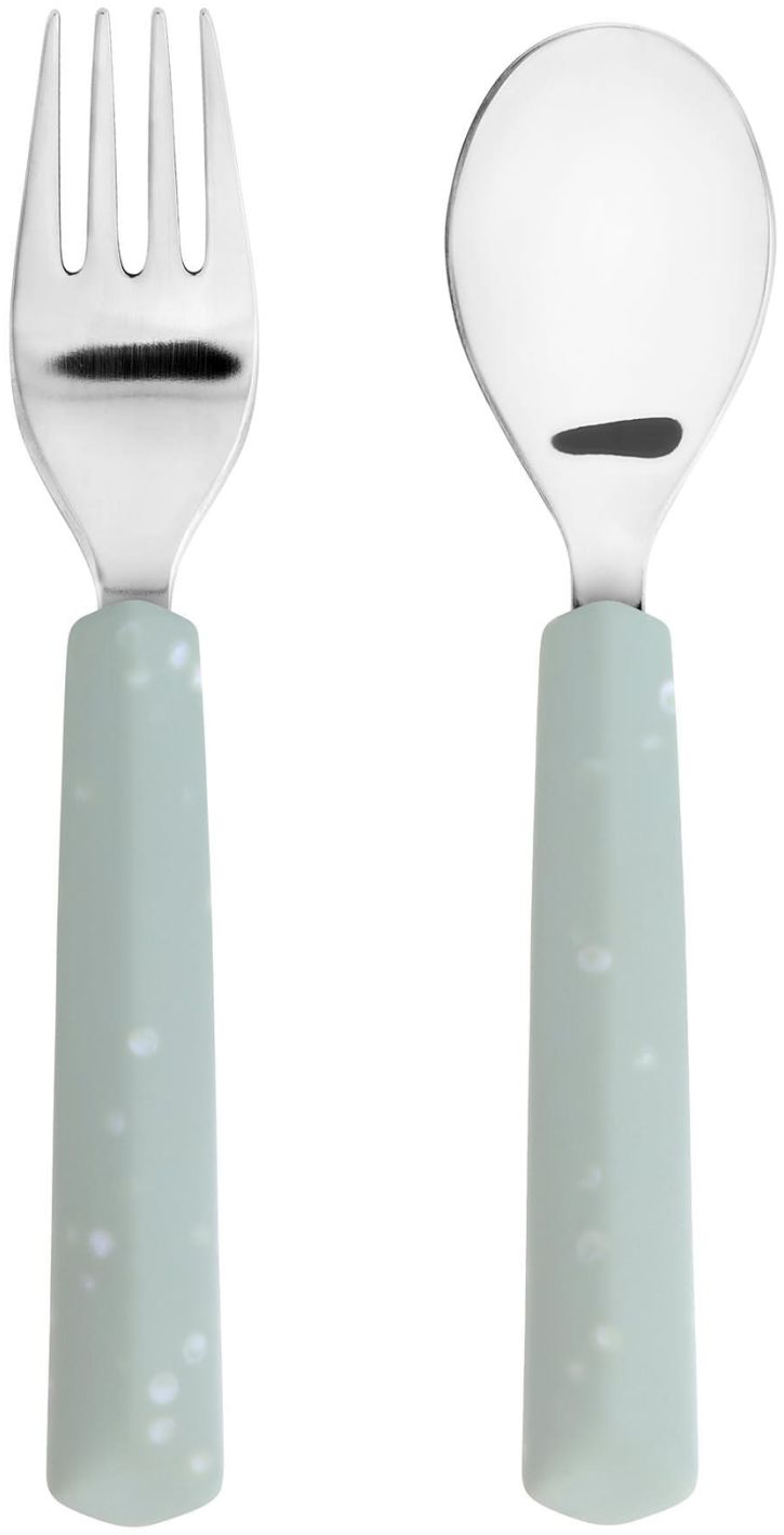 Levně Lassig Cutlery with Silicone Handle 2pcs blue