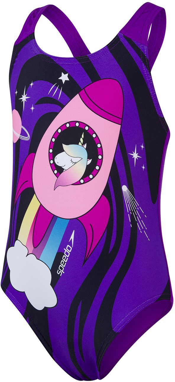 Speedo Girl's Digital Placement Swimsuit -cornrocket violet/black 92