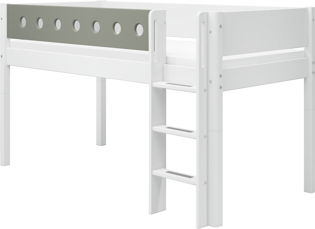Flexa Zvýšená postel Flexa - White s rovným žebříkem (bílá/zelená)