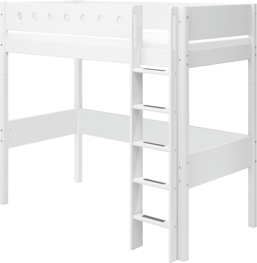 Levně Flexa Vysoká postel Flexa - White s rovným žebříkem (bílá)