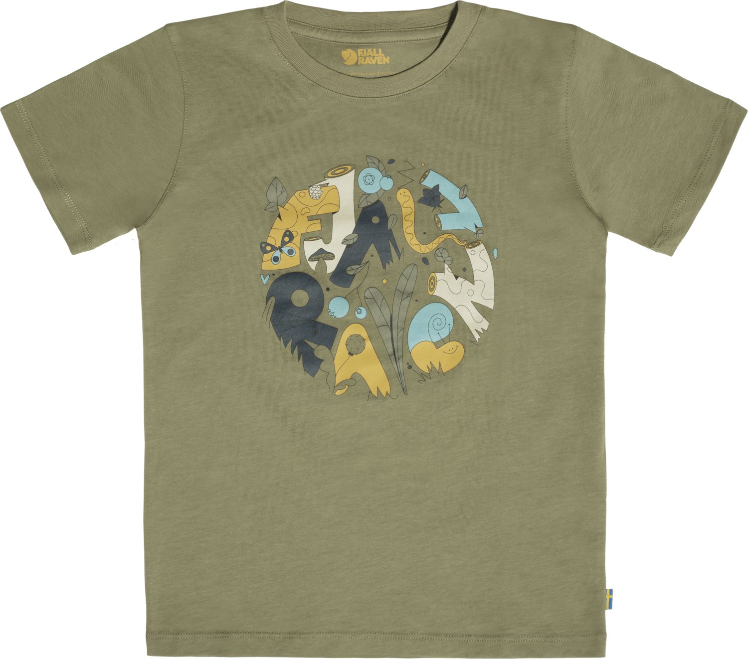 Levně Fjallraven Kids Forest Findings T-shirt - Light Olive 116