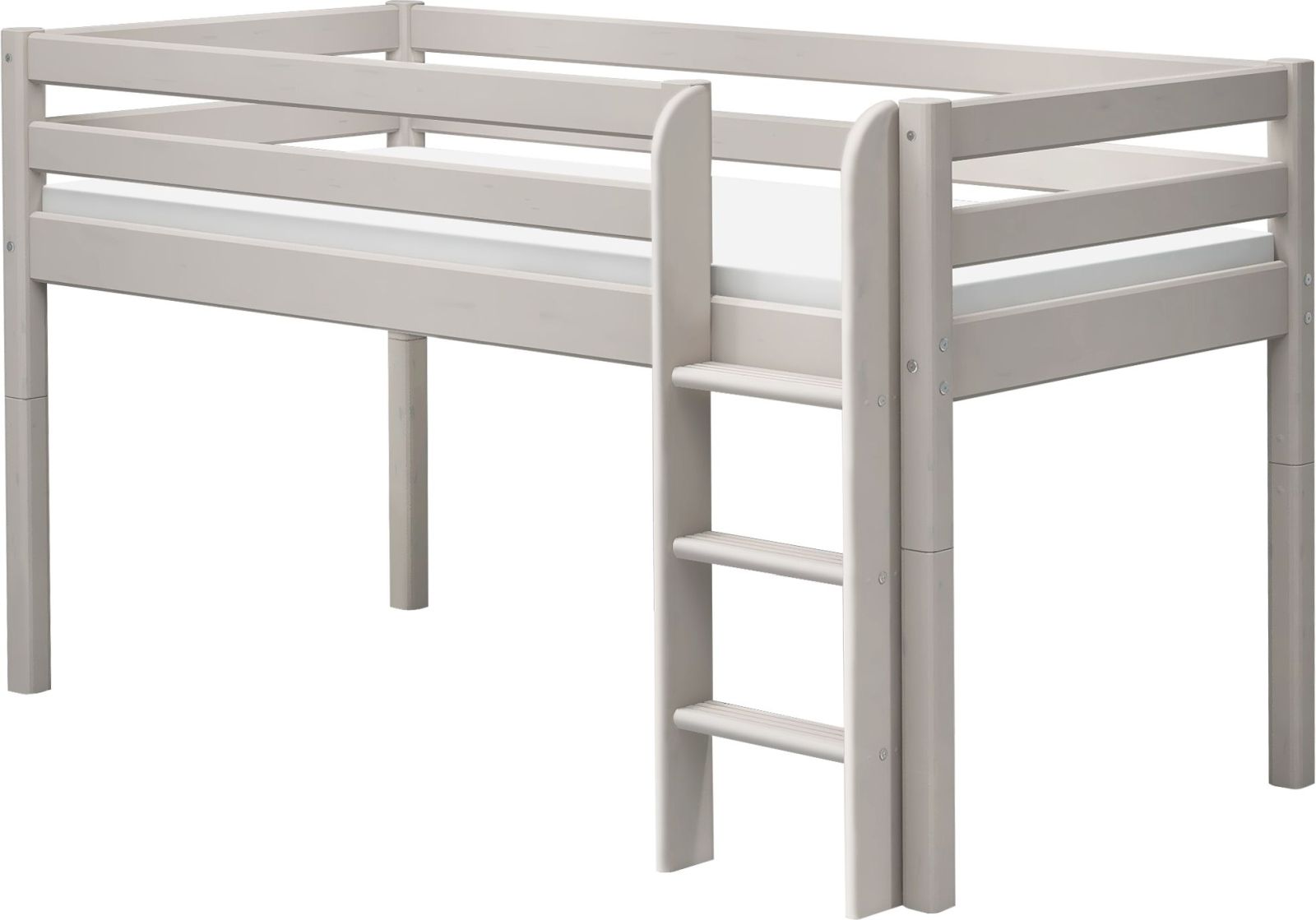 Flexa Zvýšená postel Flexa - Classic s rovným žebříkem (borovice šedá)