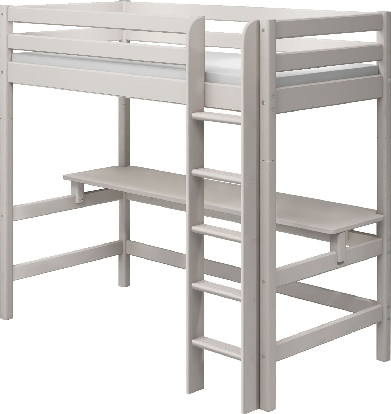 Flexa Vysoká postel Flexa - Classic rovný žebřík + stolová deska (borovice šedá)