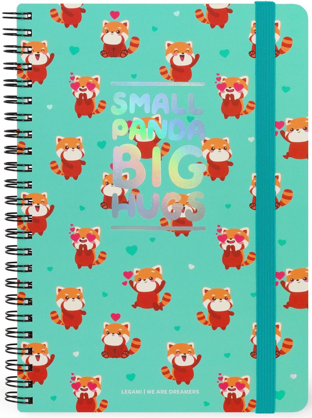 Legami Spiral-Bound Notebook - Spiral Notebook - Large Lined - Red Panda