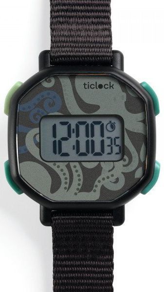 Dětské digitální hodinky Djeco Ticlock - Black octopus