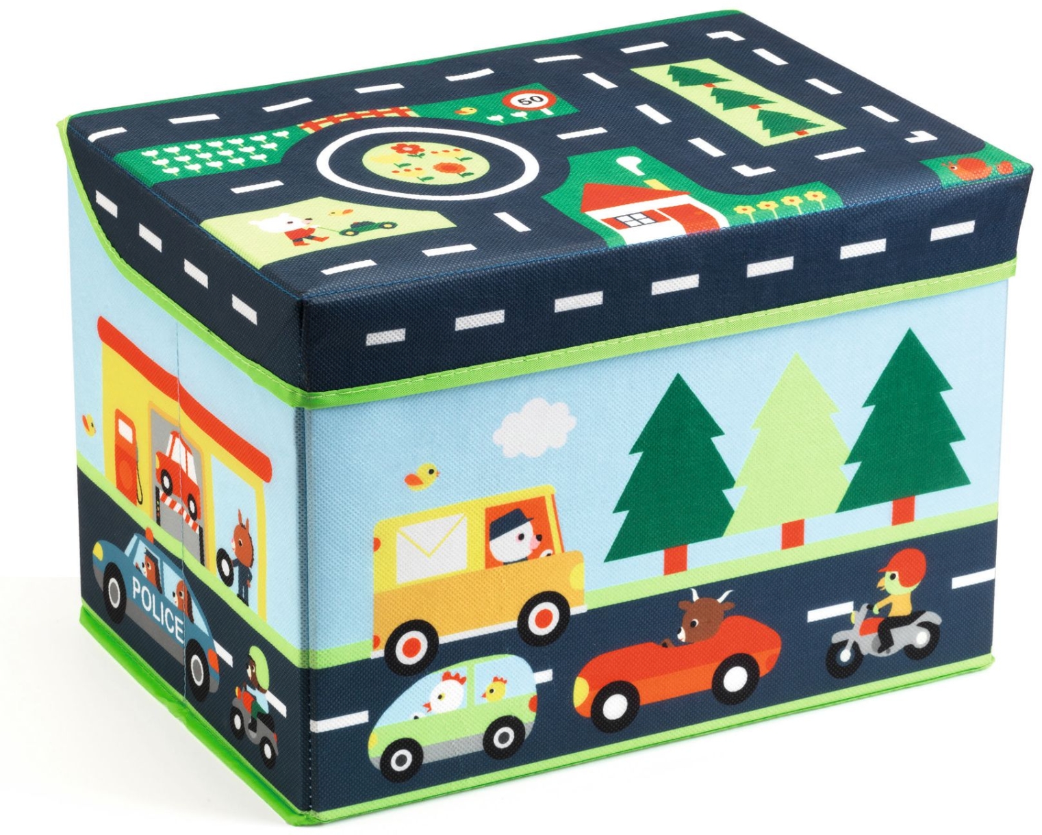 Djeco Úložný box na hračky - Dopravní hřiště