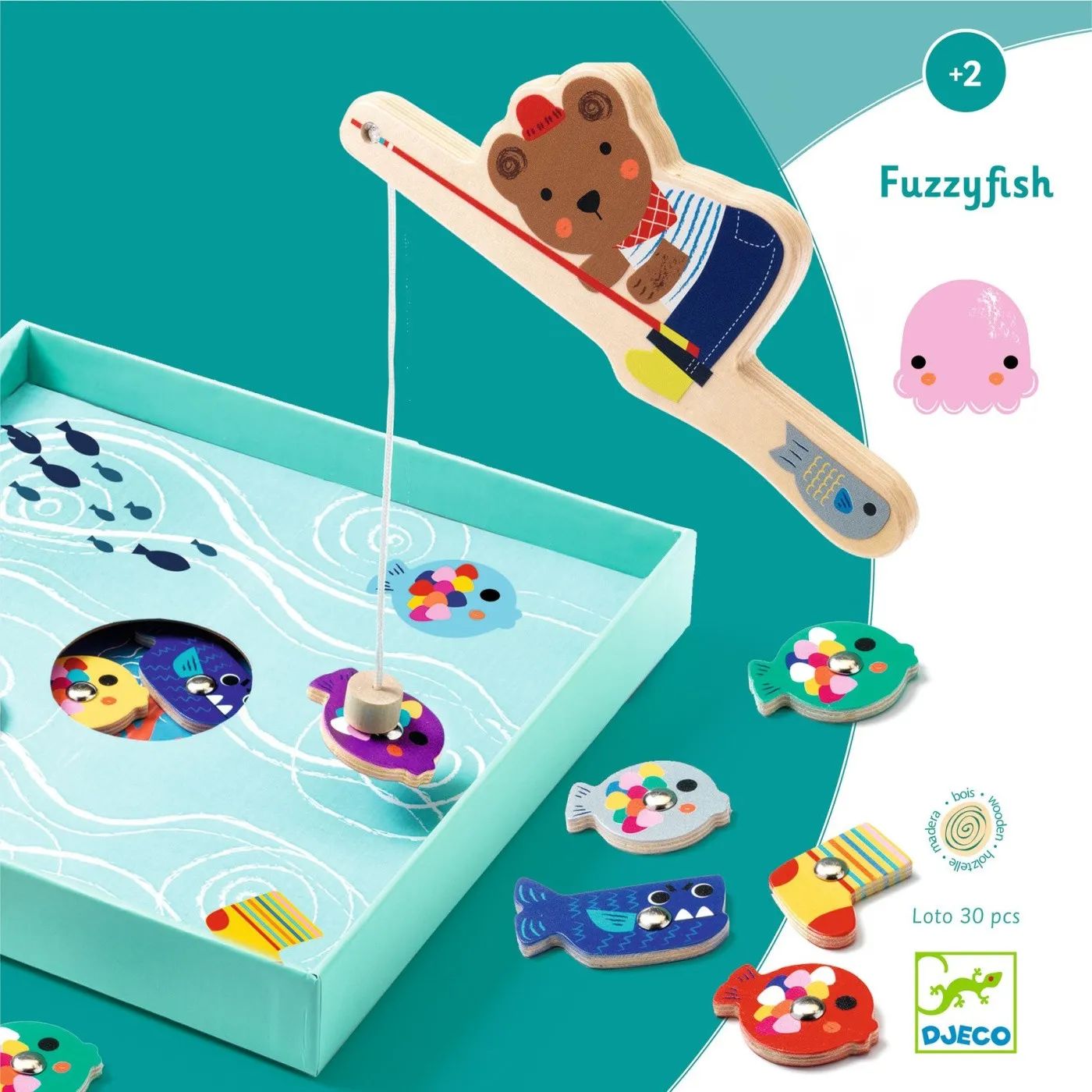 Levně Djeco Educationnal wooden games Fuzzyfish
