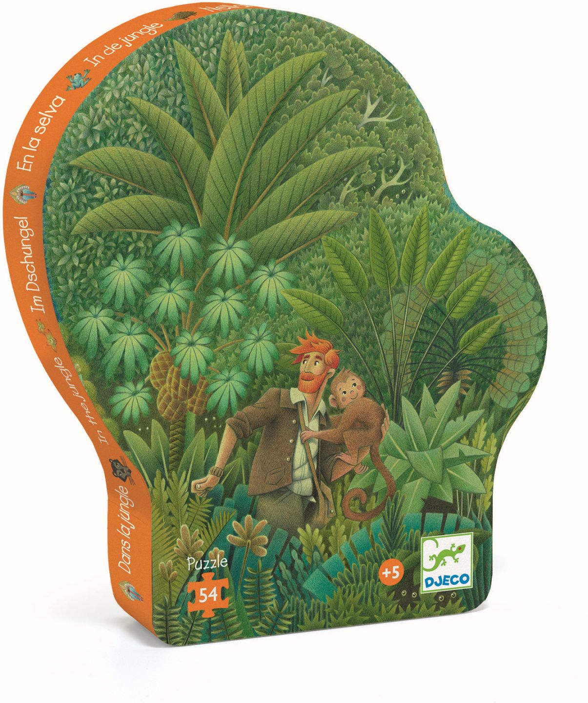 Levně Djeco Puzzle v dekorativní krabici - Pestrobarevná džungle