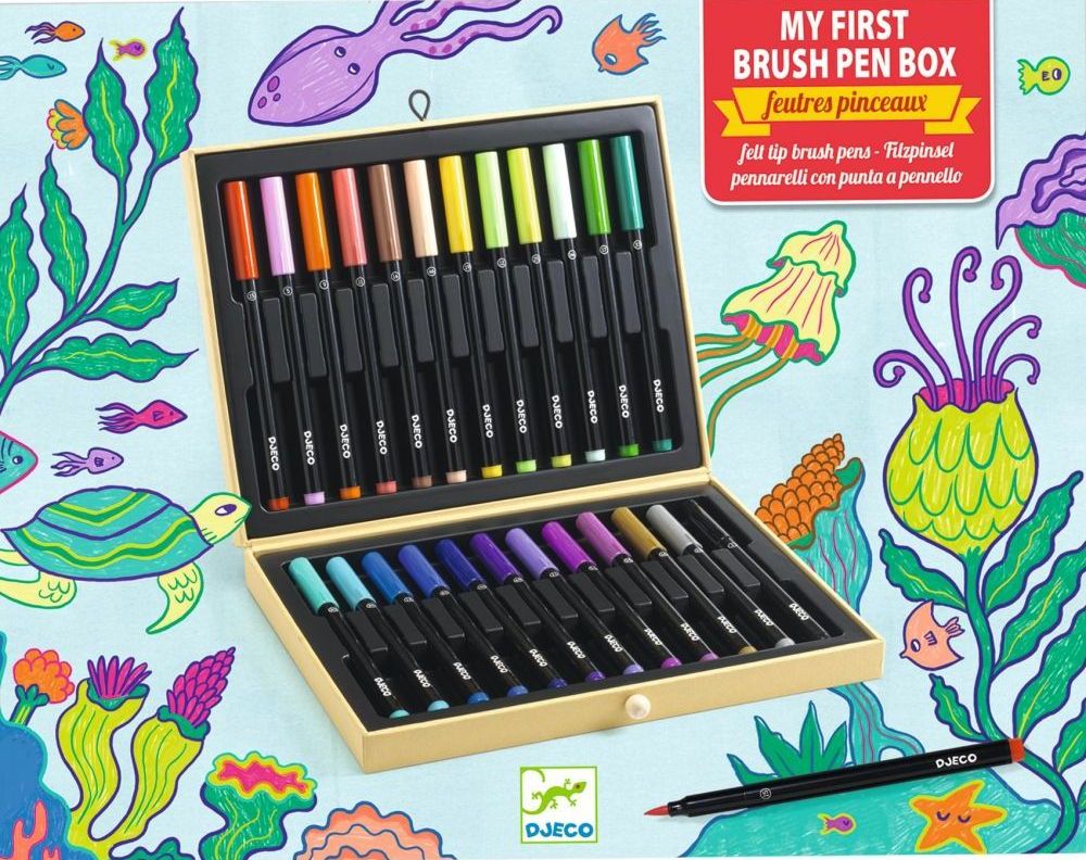 Levně Djeco Colours for older ones First brush pens box