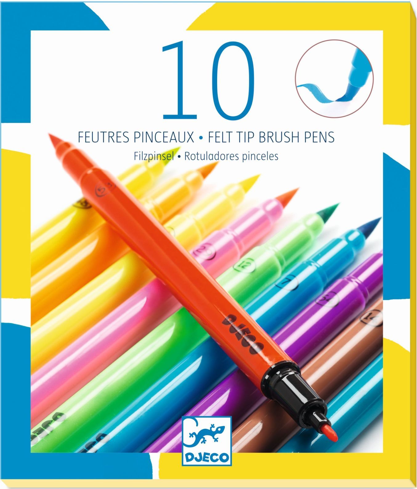 Levně Djeco 10 felt brushes - Pop colours