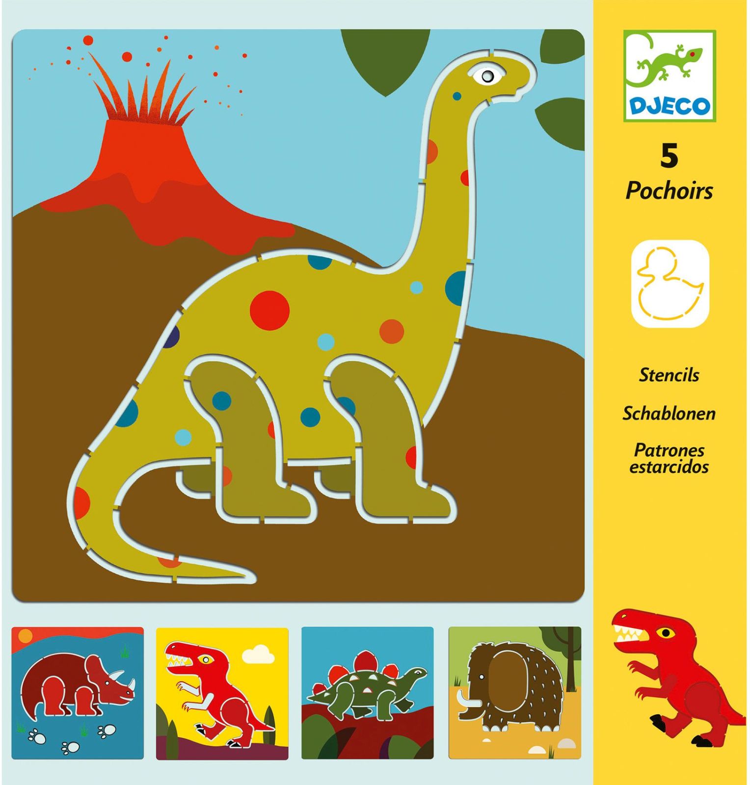 Levně Djeco Šablony na kreselní – Dinosauři