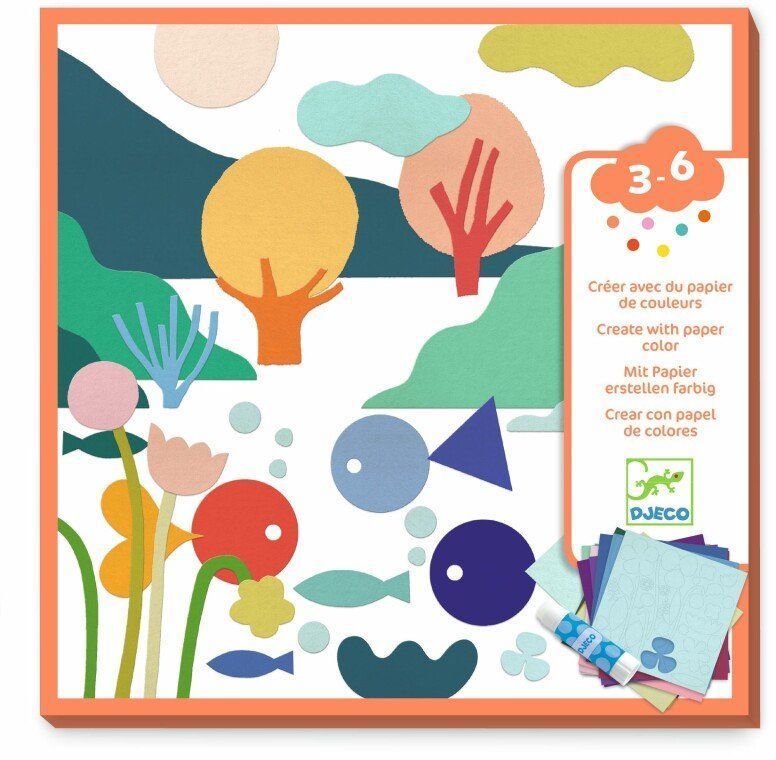 Kreativní sada Djeco - Koláže s barevnými papírky