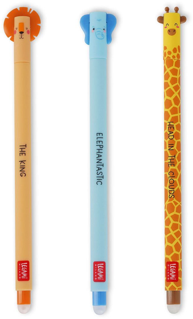 Levně Legami Set Of 3 Erasable Pens - Savannah (Lion+Elephant+Giraffe)