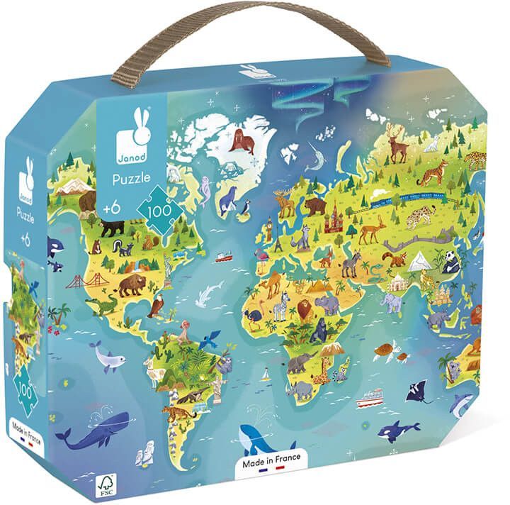 Janod Mapa Světa v kufříku - 100 ks