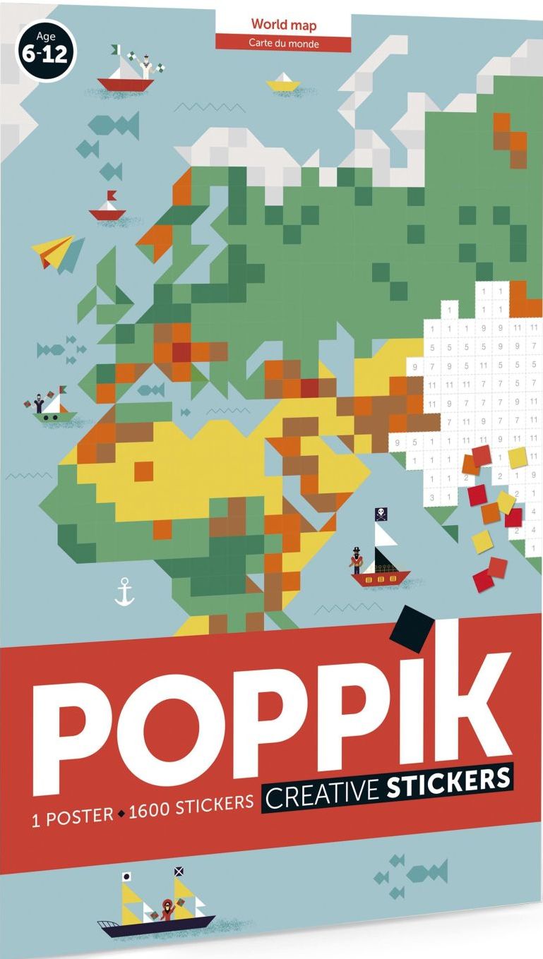 Levně Poppik Samolepkový plakát-Mapa světa