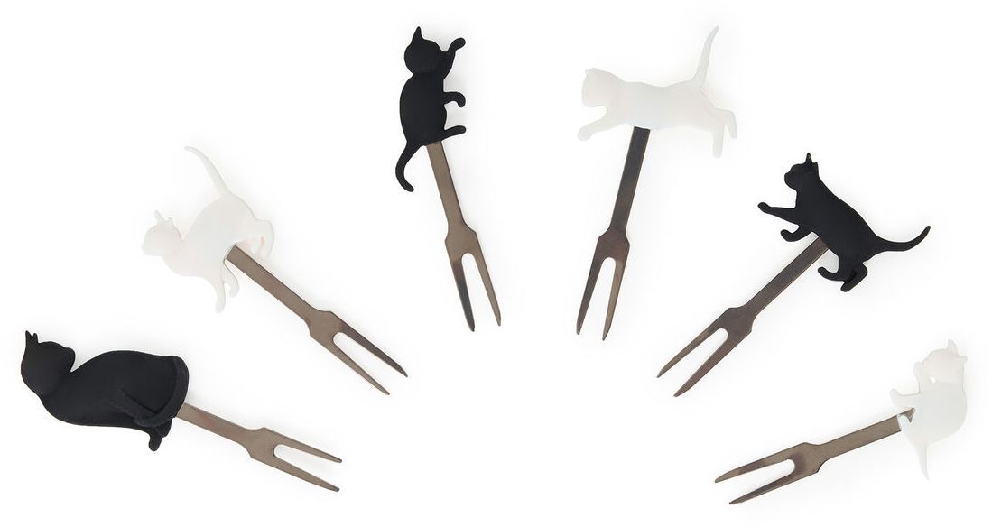 Legami Set Of 6 Aperitif Forks - Meow - Kitty