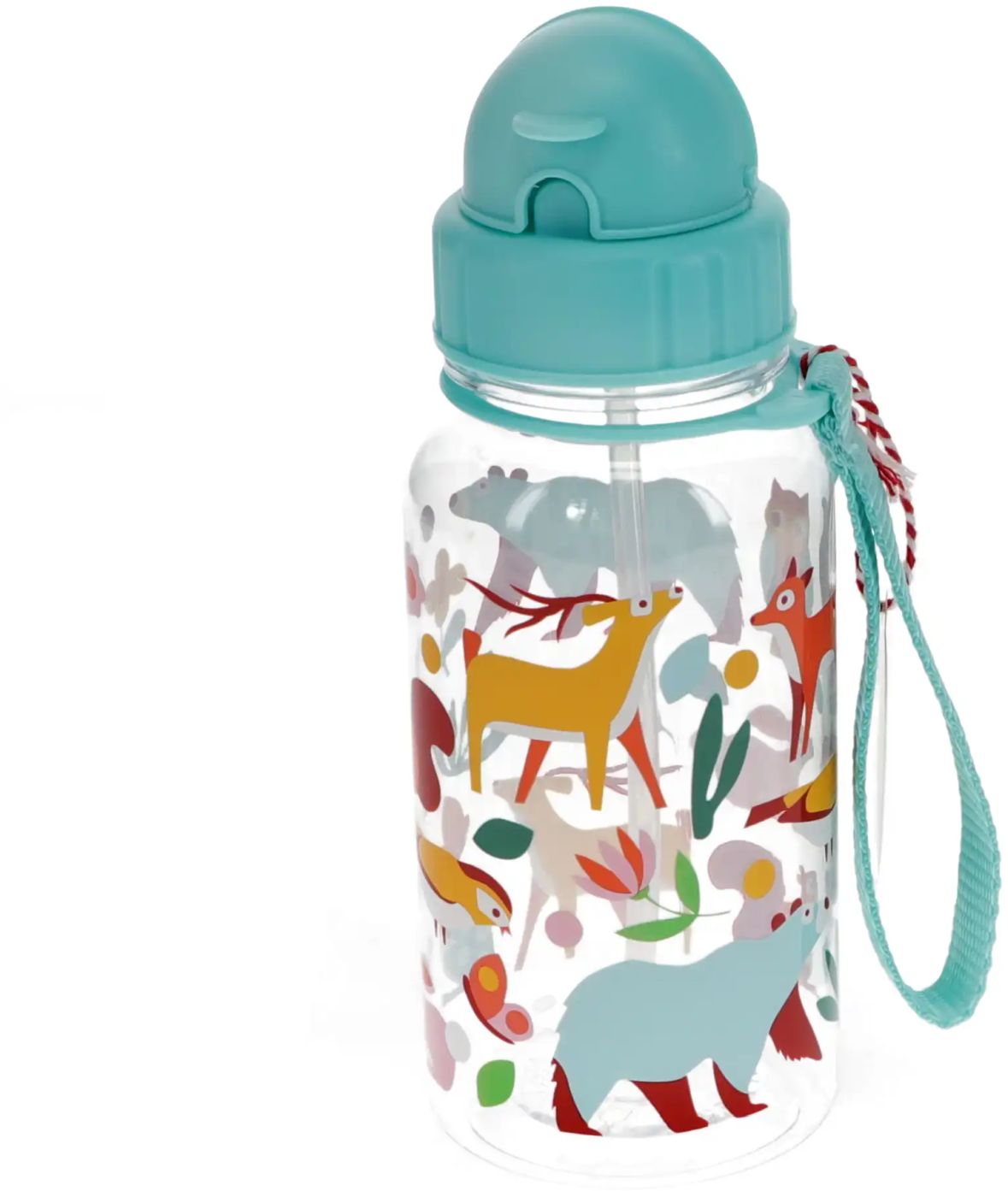 Levně Rex London Children's water bottle with straw 500ml – Woodland