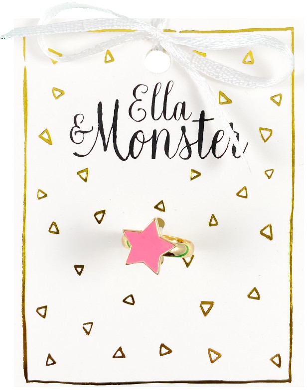 Levně Ella & Monster - pink star ring