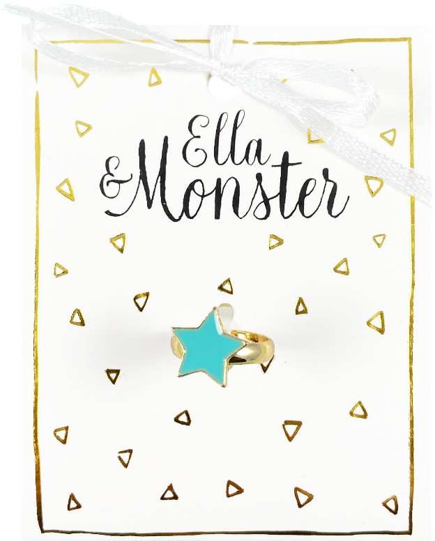 Levně Ella & Monster - green star ring