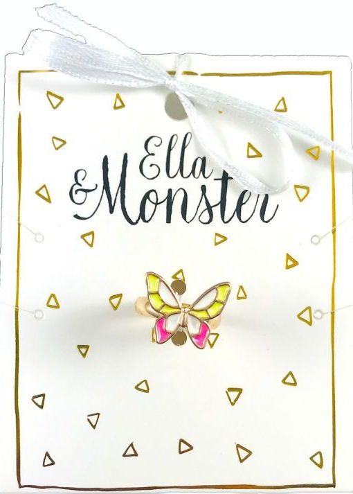 Levně Ella&Monster - Pink butterfly ring