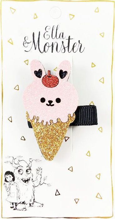 Levně Ella & Monster Hair clip-funny ice cream pink