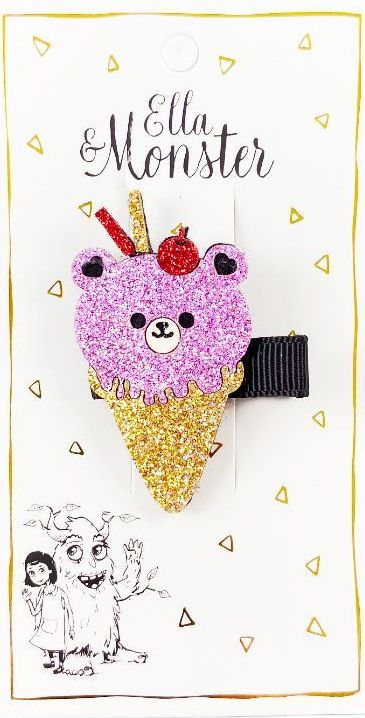 Levně Ella & Monster Hair clip-funny ice cream purple