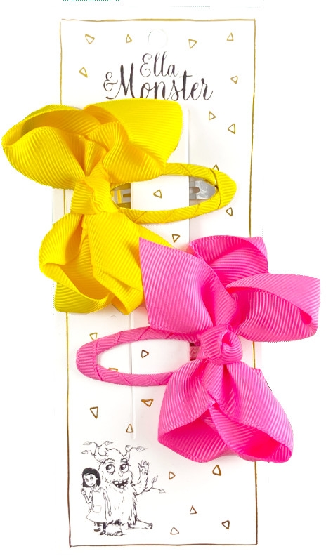 Levně Ella & Monster - big happy bow set yellow/pink