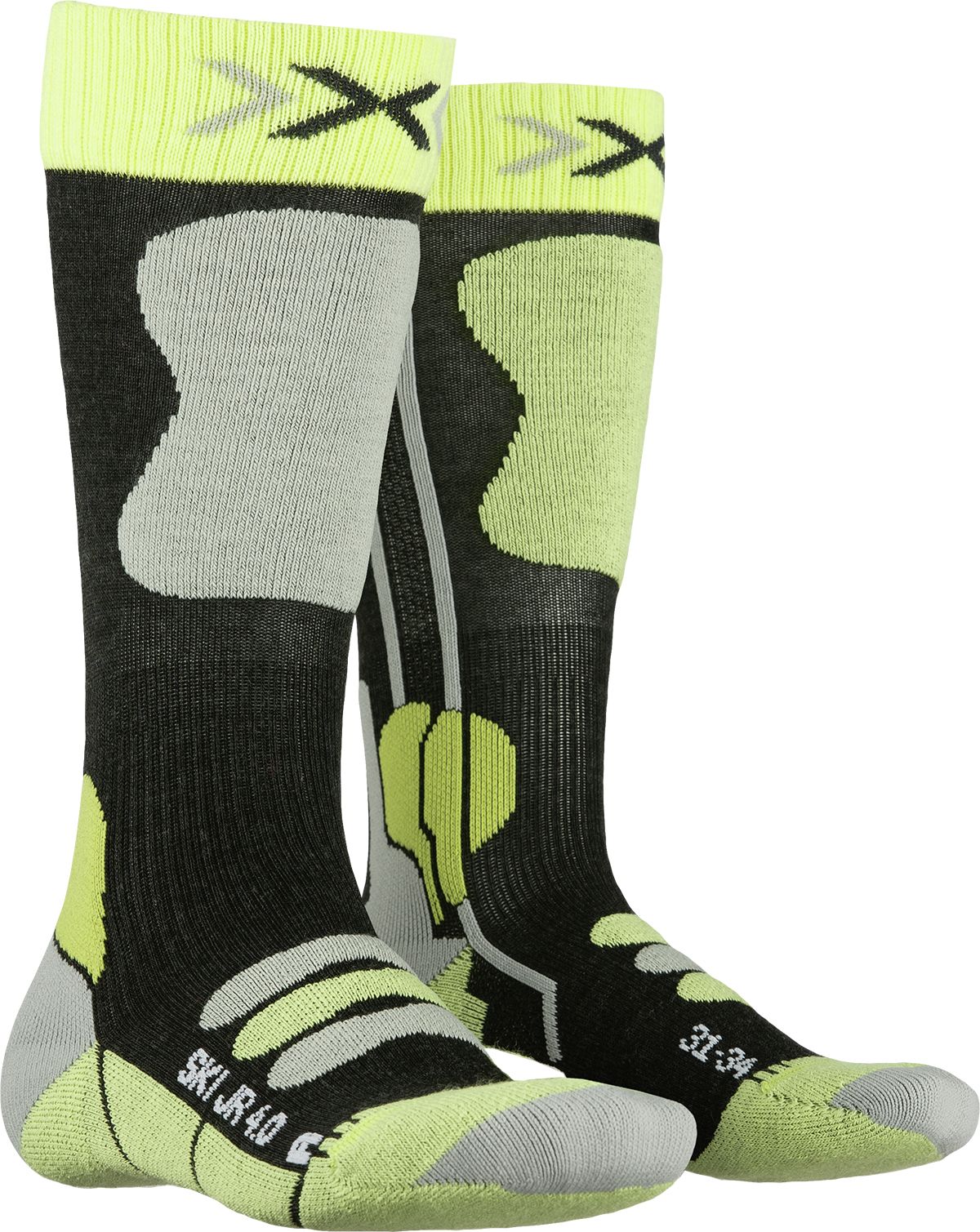Levně X-Socks Ski Junior 4.0 - anthracite melange/green lime 35-38