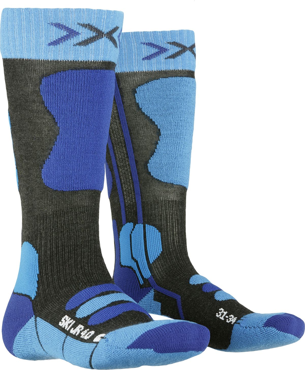 X-Socks Ski Junior 4.0 - anthracite melange/electric blue 27-30