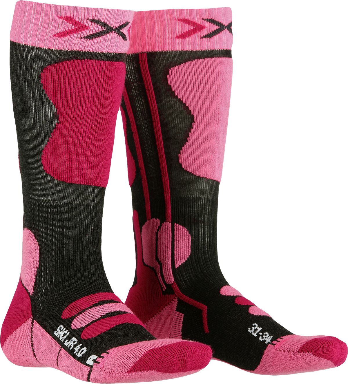 X-Socks Ski Junior 4.0 - anthracite melange/fluo pink 24-26