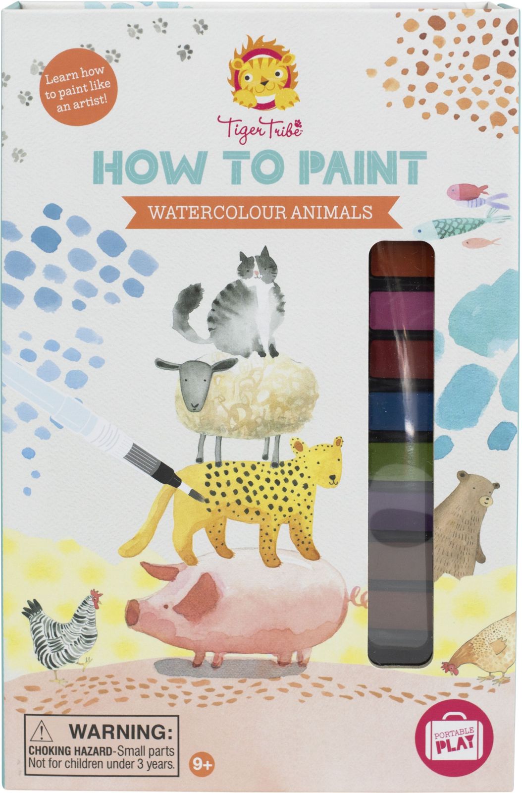 Tiger Tribe Kreativní sada How to Paint - Watercolour - Animals