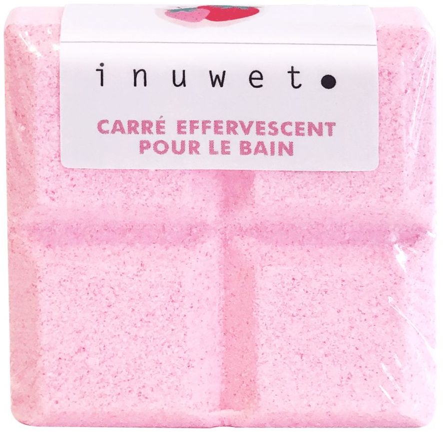 Levně Inuwet Square mini fizzer bath slab / strawberry 50 g